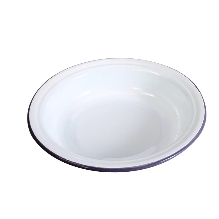 Europe Style Factory wholesales white customized logo round deep enamel pie dish