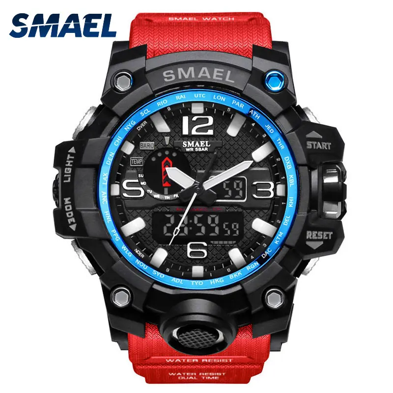 
2020 wholesale Smael 1545 hot sale custom logo military 5ATM water resistant plastic sport quartz digital wrist watches for men 