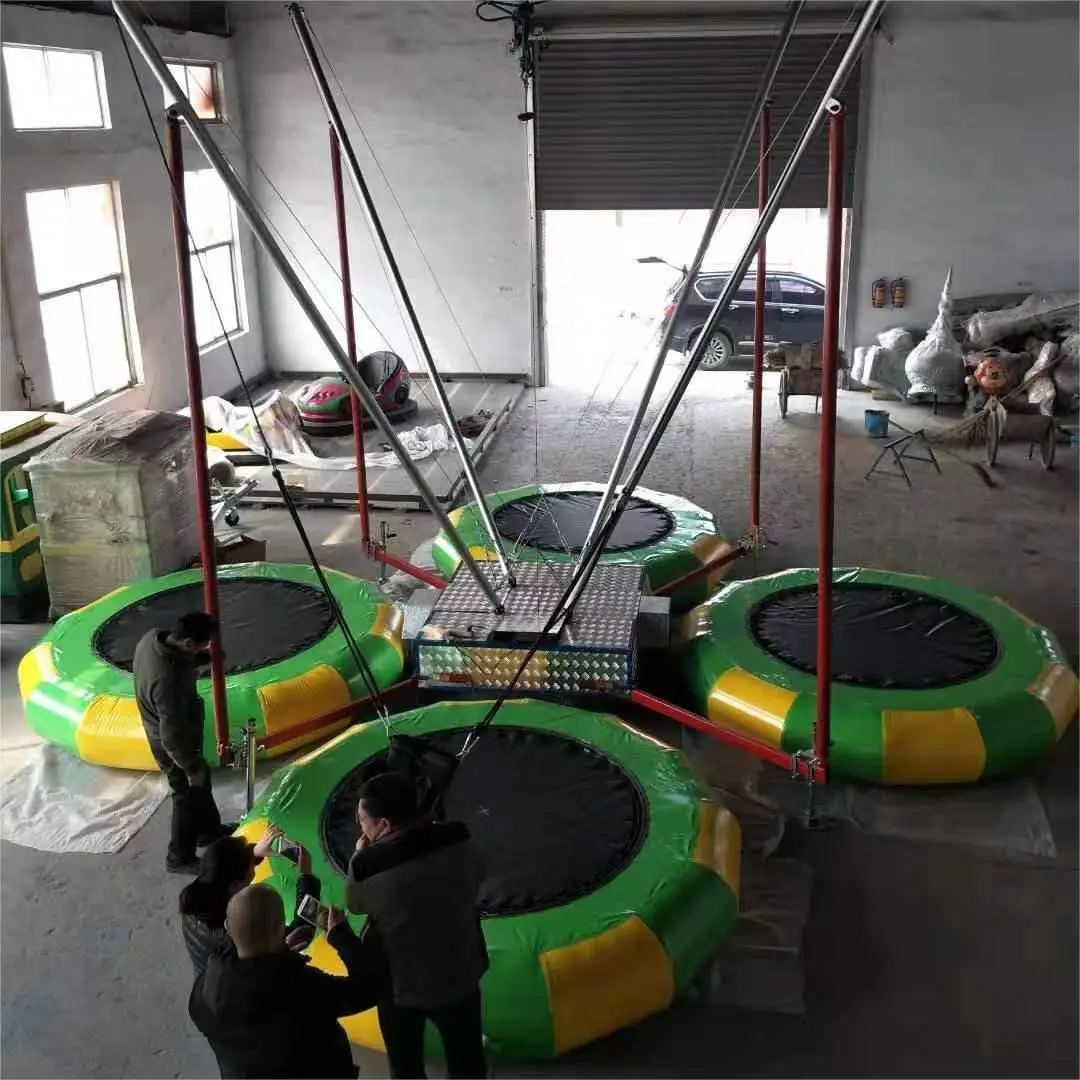 china factory Cheap amusement park play ground entertainment equipment kiddie rides bungee trampoline on trailer
