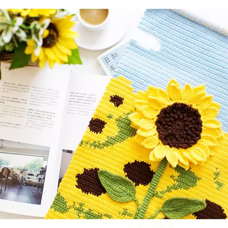 Customized Beautiful Artificial Flower Decorations Crochet Handmade Knitted Tapestry Garden Design Hangings