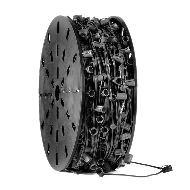SPT-1 1000FT 15 Inch Spacing E17 Base C9 Socket Wire Led Christmas Light Spool Christmas Decorative Lighting