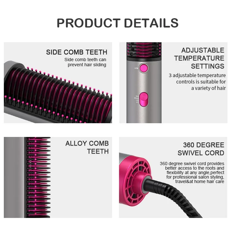 Onestep Hair Dryer And Hair Styler Ceramic Comb Curler Hair Straightener Hot Air Brush Comb