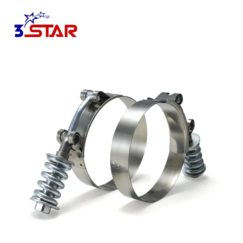 constant tension spring loaded T bolt automotive stainless steel hose clamp