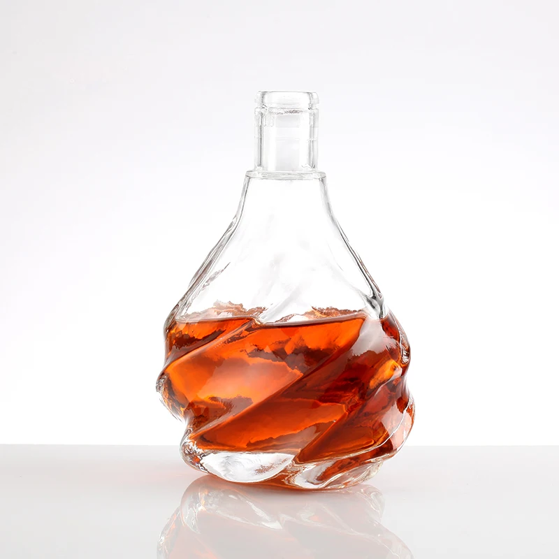 wholesale price exotic round shape  brandy liquor bottles