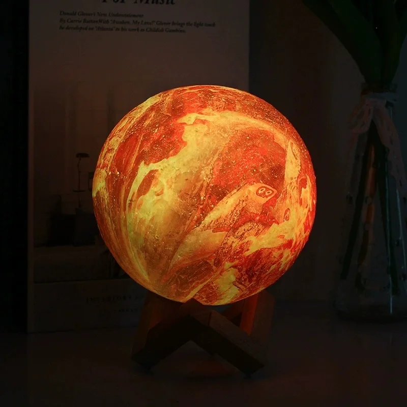 15 cm Mini Mars Night Light 3D LED Magical AAA Battery Powered 3 Colors Festival Use for Bedroom Minimalist Style