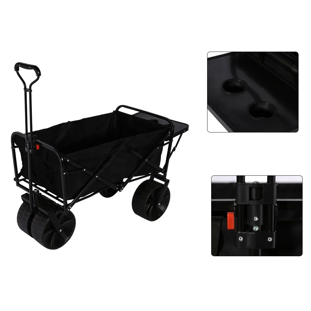 KINDE Collapsible Folding Wagon Beach Cart With All-Terrain Wheels Suit for Shopping, Beach and Camping
