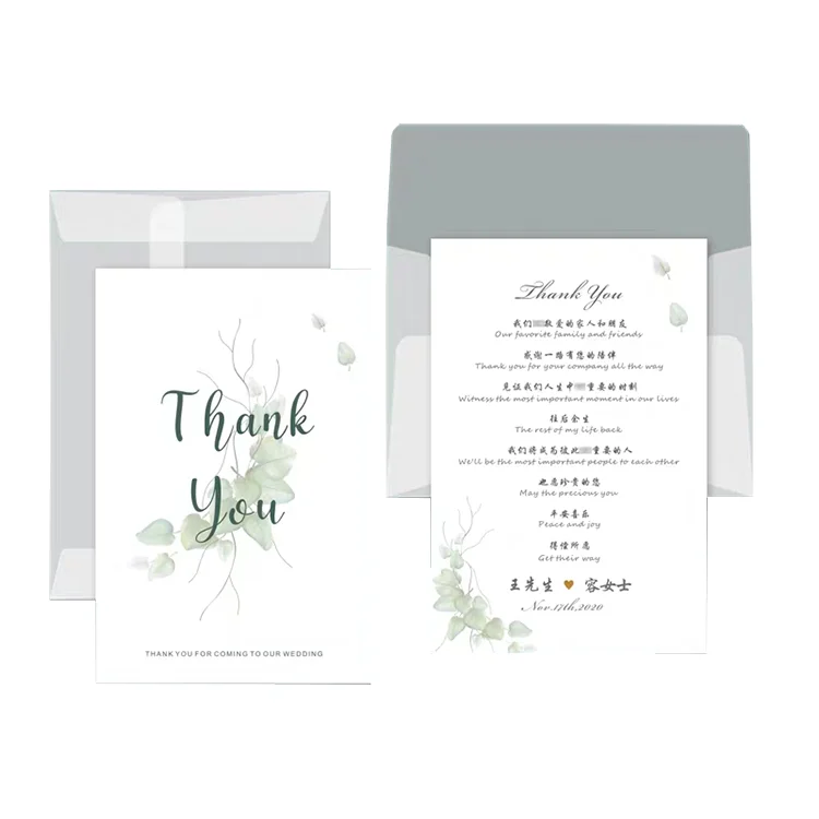 Customized logo Colorful paper mini thank you card with