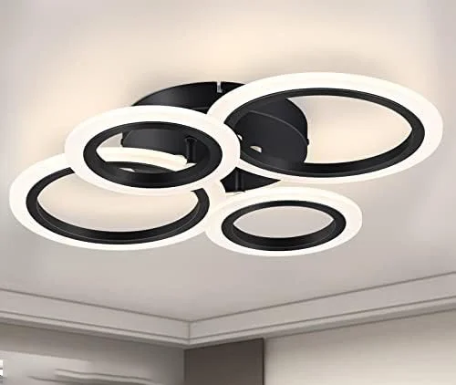 High Quality Fancy Light Black Panel Flush Mounted Nordic Metal Square Dimmable Ceil Bedroom Indoor Led Ceiling Lamp