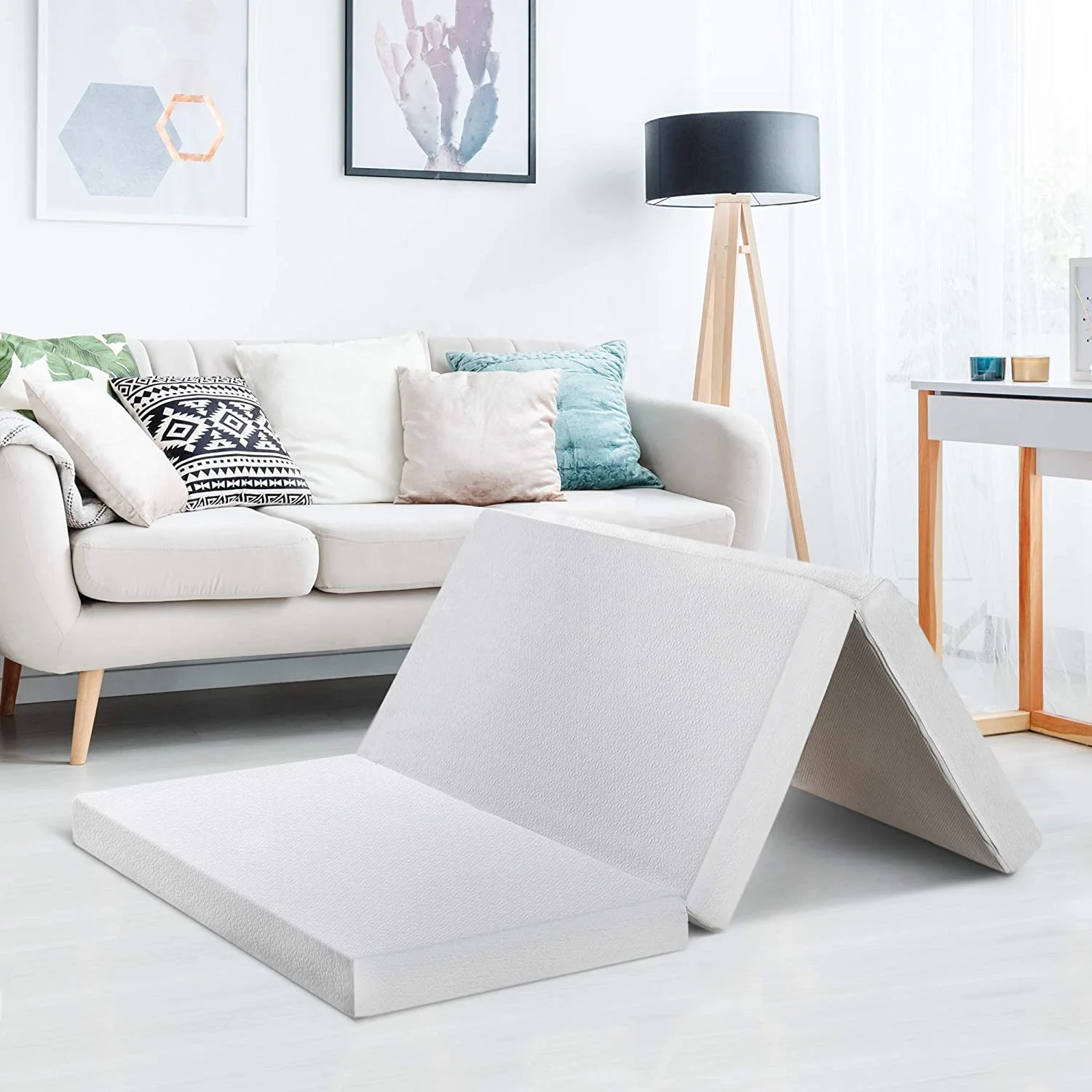Cooling Bamboo Trifold Comfortable Soft Foldable Bed Tatami Portable Tri-Folding memory foam mattress topper