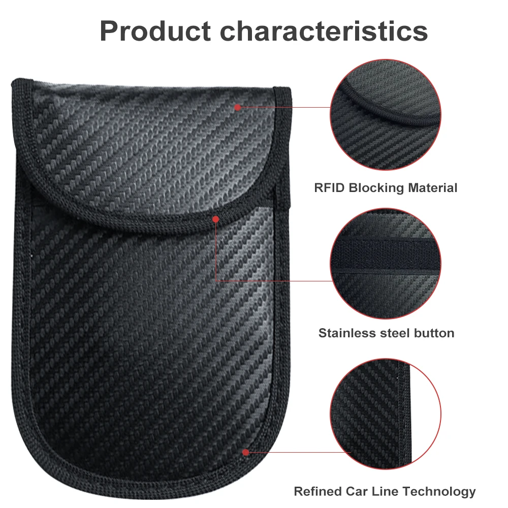 RFID Carbon Fiber Faraday Key Fob, Car Key Signal Blocking Faraday Bags, Car Security Protection Key Faraday Pouch