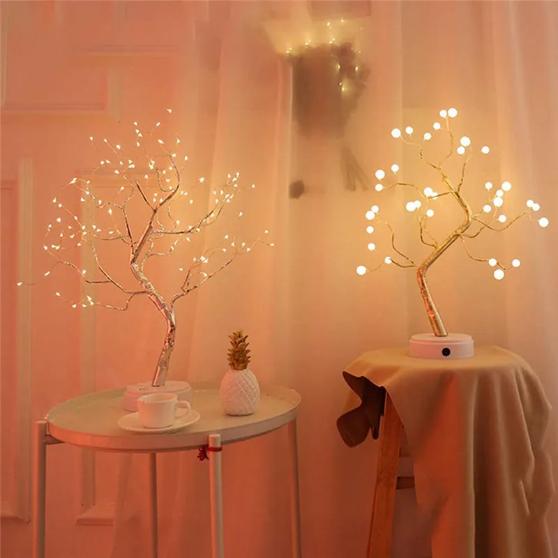 
Tabletop Bonsai Tree Light with 36 Pearls LED/108 Copper wire, DIY Artificial Light Tree Lamp Decoration Lights(Battery/USB) 