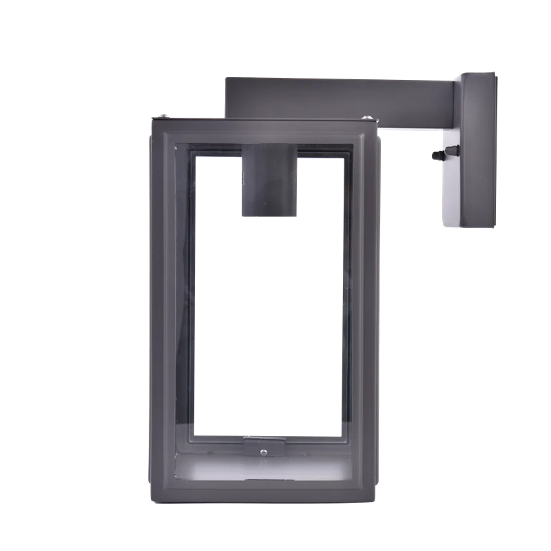 modern black stainless steel square single box clear glass shade outdoor wall lantern light sconce