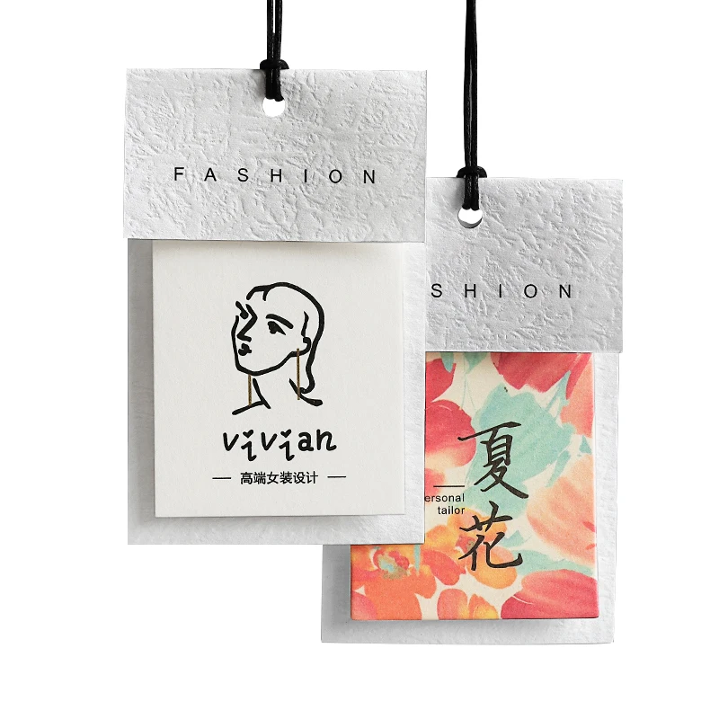 Custom Luxurious Tag Fastener Clothes Hangtags Rope Clothing Tags For Clothes Kids Clothes Garment Hangtags