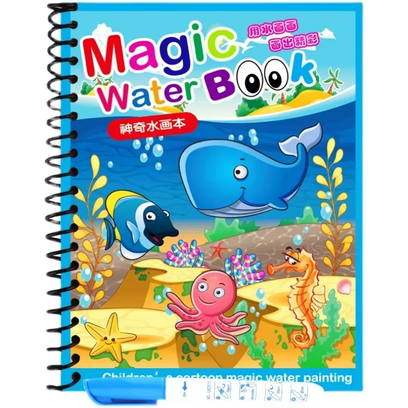 Wholesale Factory Price Custom  Magic Doodle Book Reusable Water Drawing Book kids painting toys For Children