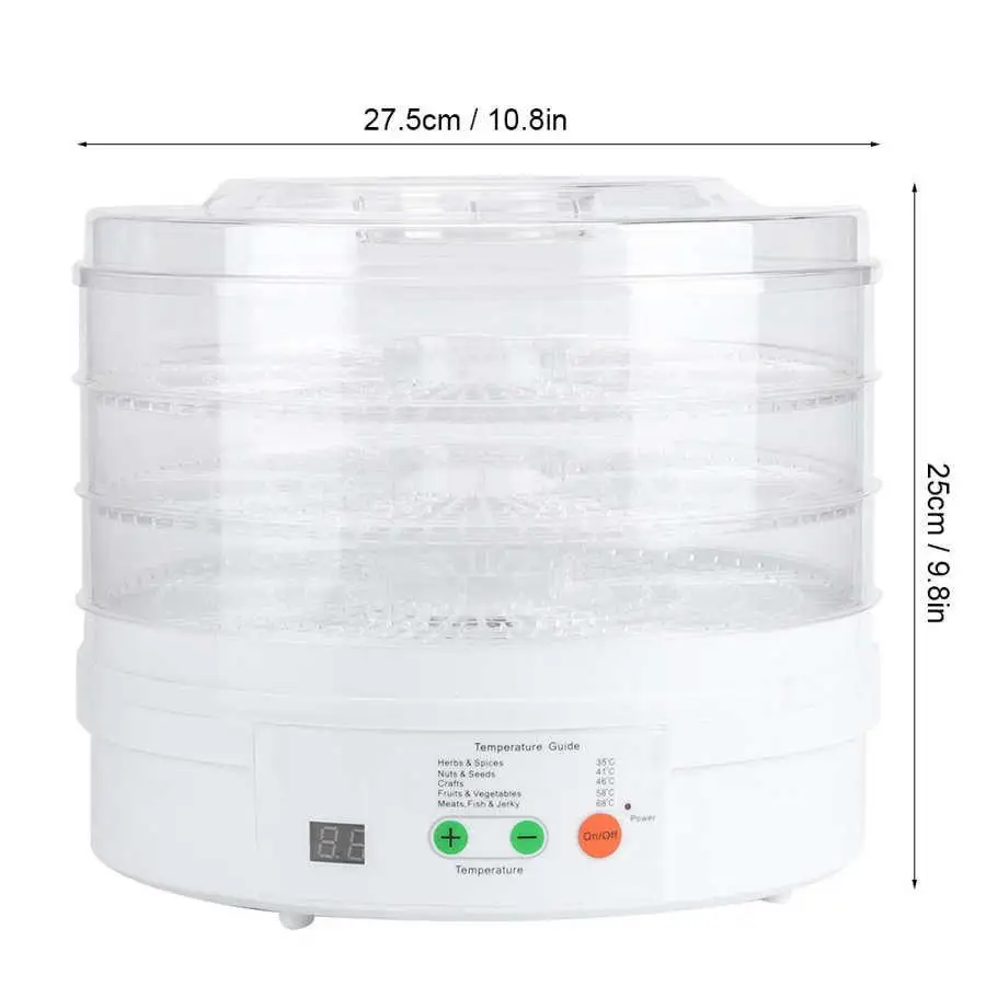 Household Digital control Fruit drying machine Food dehydrator pet food dehydrating air dryer 3 trays resin Drying apparatus
