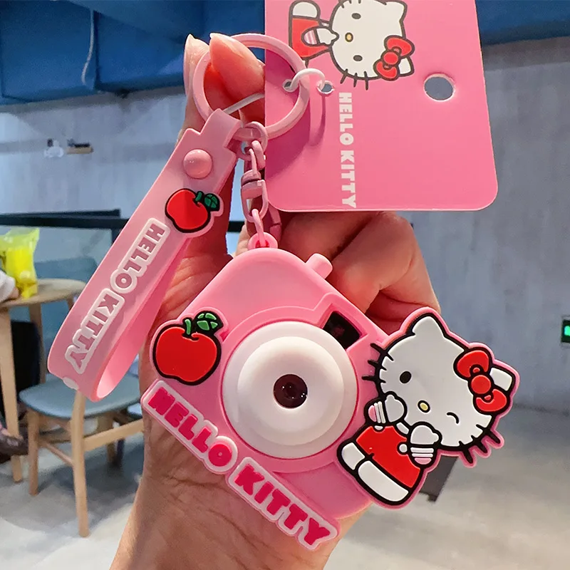 Cute Cartoon Kuromi projection camera Sanrioed Hello Kitty Keychain Women Bag Pendant Key Chain sanrioed wholesale
