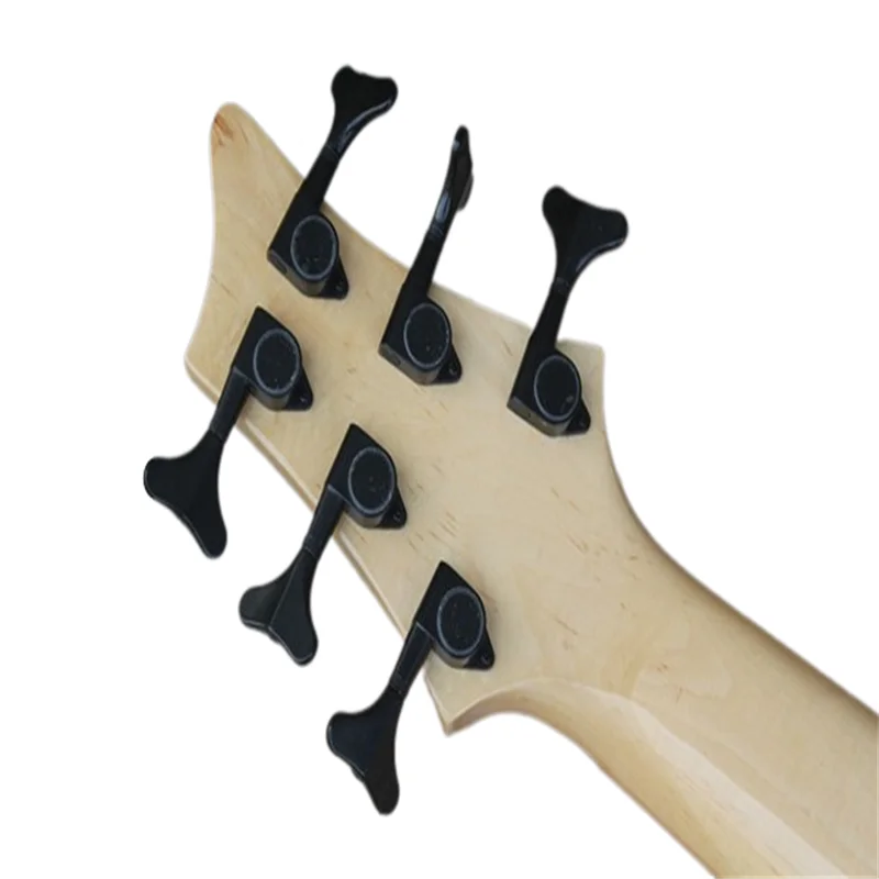 Flyoung 6 Strings Natural Wood Color Electric Bass Guitar With White Pearl Inlays free shipping stock