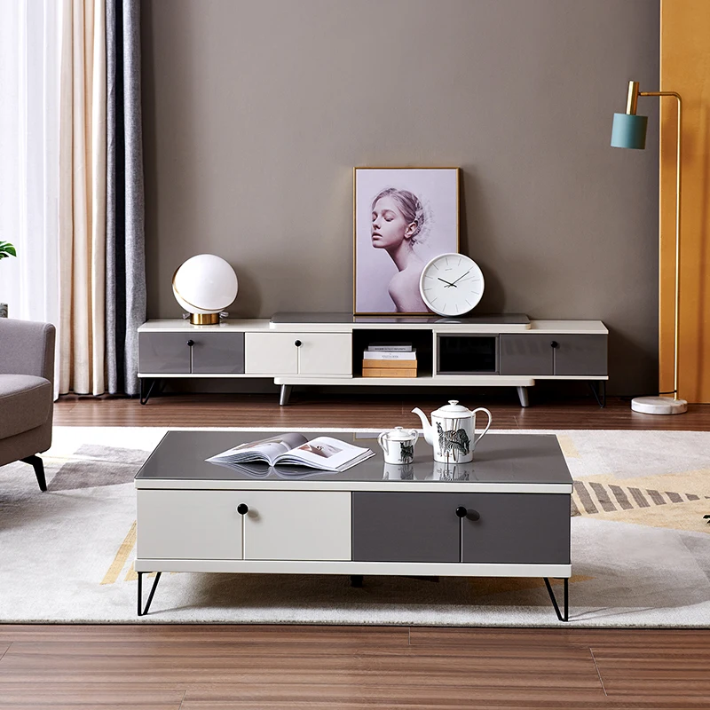 120797K Quanu nordic round corner metal feet latest design living room furniture morden tv stands