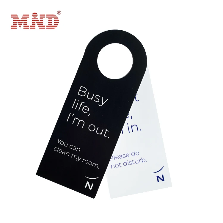 Both side full color printing  custom decorative die cut PVC hotel door hanger do not disturb card