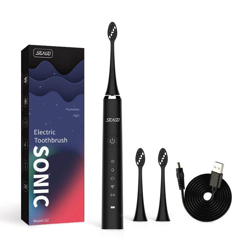 SEAGO wholesale USB rechargeable electric toothbrush sonic black SG-972 for adults