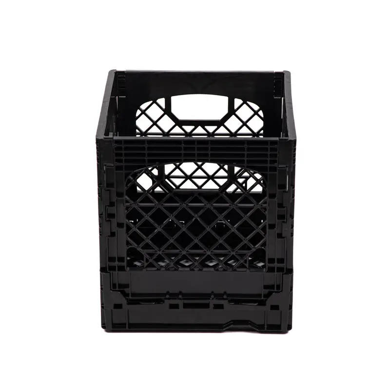 16QT (4 Gallon) HDPE Plastic Folding Milk Crates Multi-Purpose Mesh Storage Organizer Stackingable Crates