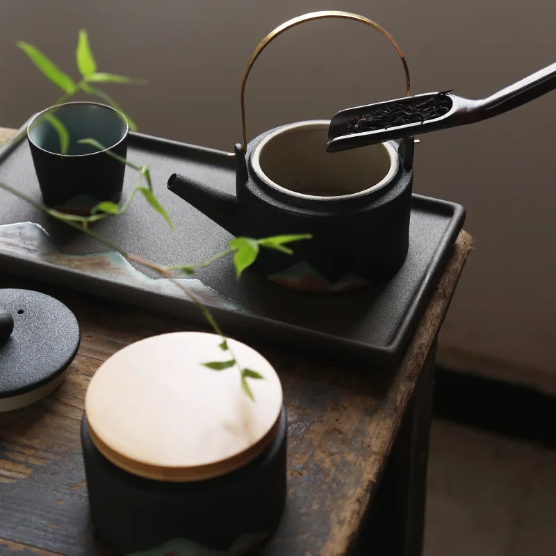 Glaze Painting Ceramic Teapot Enamel Ceramic Teapot Chinese Porcelain Tea Pot Set Elegant Crude pottery Tea Pot