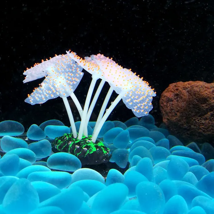 Silicone Luminous Glowing Anemone Fish Tank Decoration Landscape Aquarium Accessories Ornaments for Fish Tank