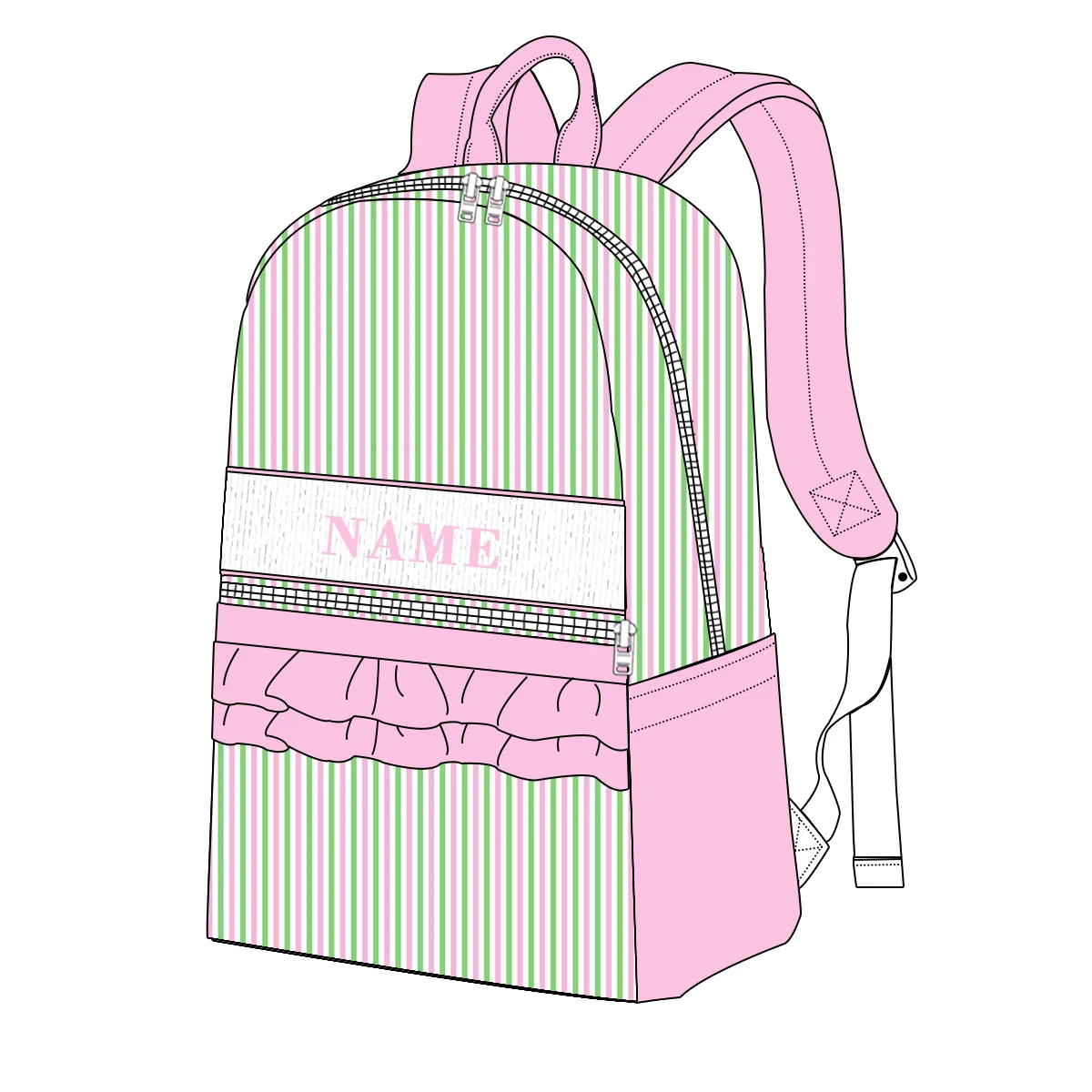 Lunch Bags Sweet little smock for Back to School Name write on Seersucker Bag-puresun
