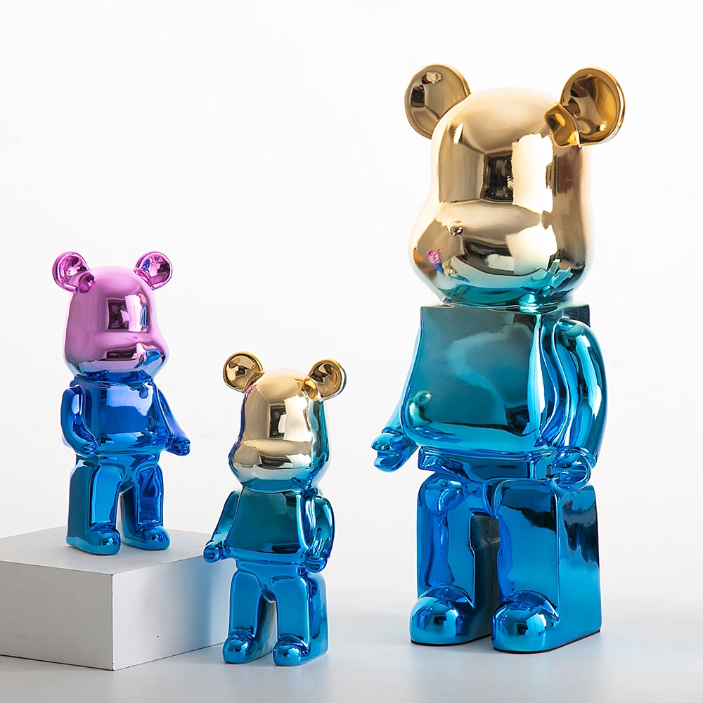 Nordic ceramics Bearbricks Crafts Violent Bear Electroplating  Sculpture Ornament Home Decoration Living Room