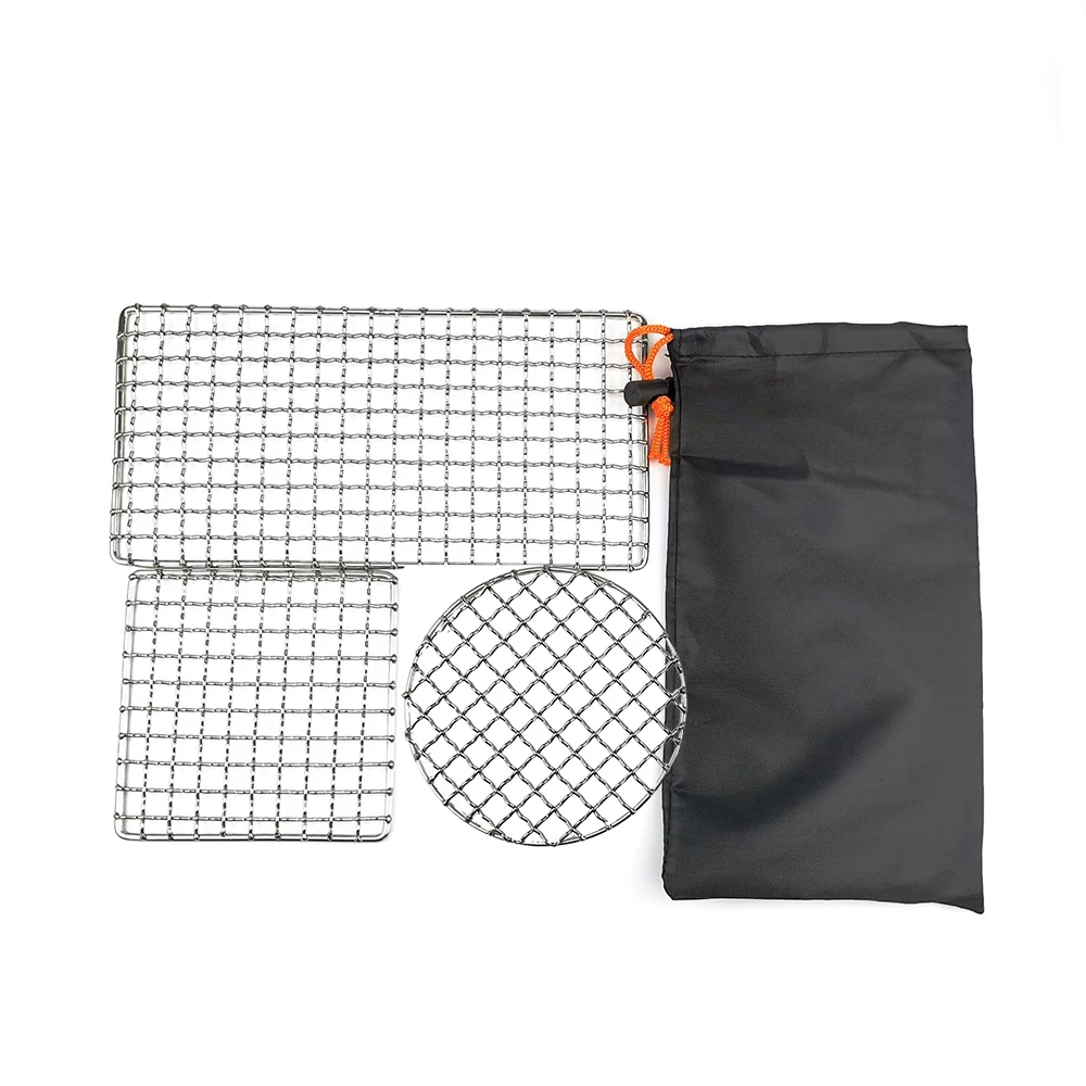 LIHONG Stainless Steel Camping Pot Net Mat Outdoor Barbecue Portable Firewood Rack Stove Accessories Multi-Size BBQ Grill Mat