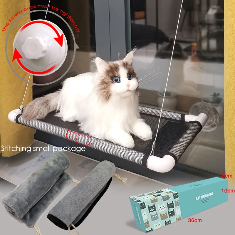 Cat Window Perch Cat Hammock Window Seat Space Saving Window Bed Mounted Bed for Large Cats Premium Set