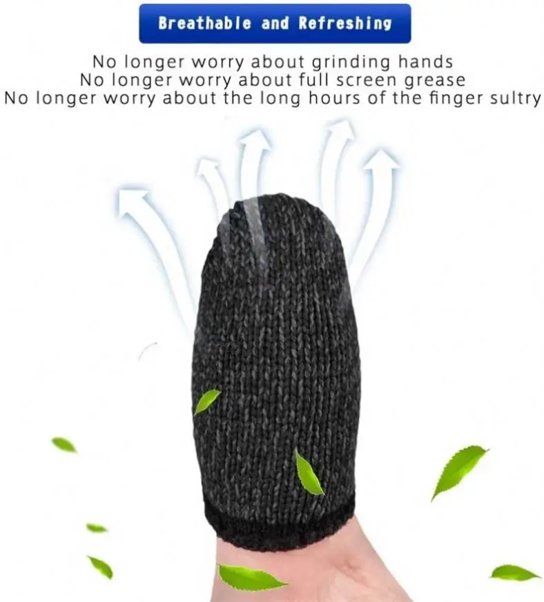 T1104 Breathable Mobile Game Controller Finger Sleeve Sweatproof Gaming Touch Trigger Screen Gloves For Phone Game