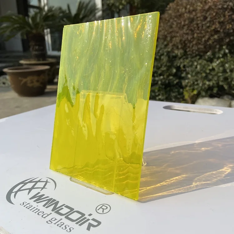WANDIOR Jiangsu Factory Store 3mm Lemon Yellow Transparent Pattern Stained Glass Sheet