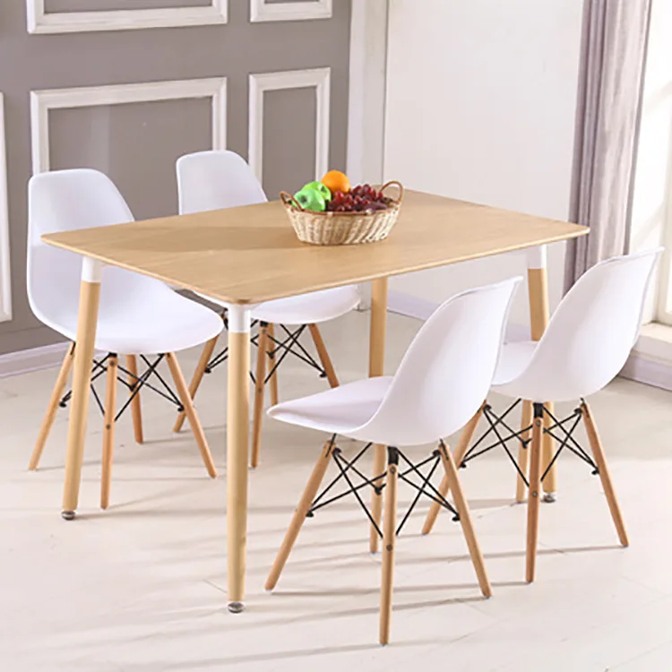 Simple Nordic style mdf top table plastic chairs  furniture dining tables kitchen