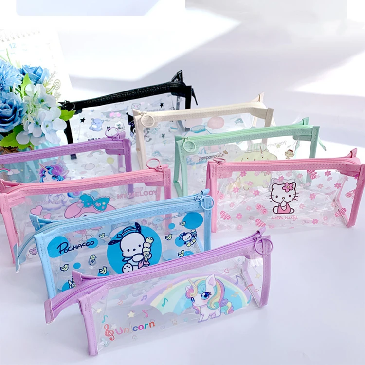 Kawaii Snowwhite Pencil Case Sophia Princess Kittes Cinderella Glitter Vinyl Pouch Pen Accessories Sanrios Pencil Case Pouch