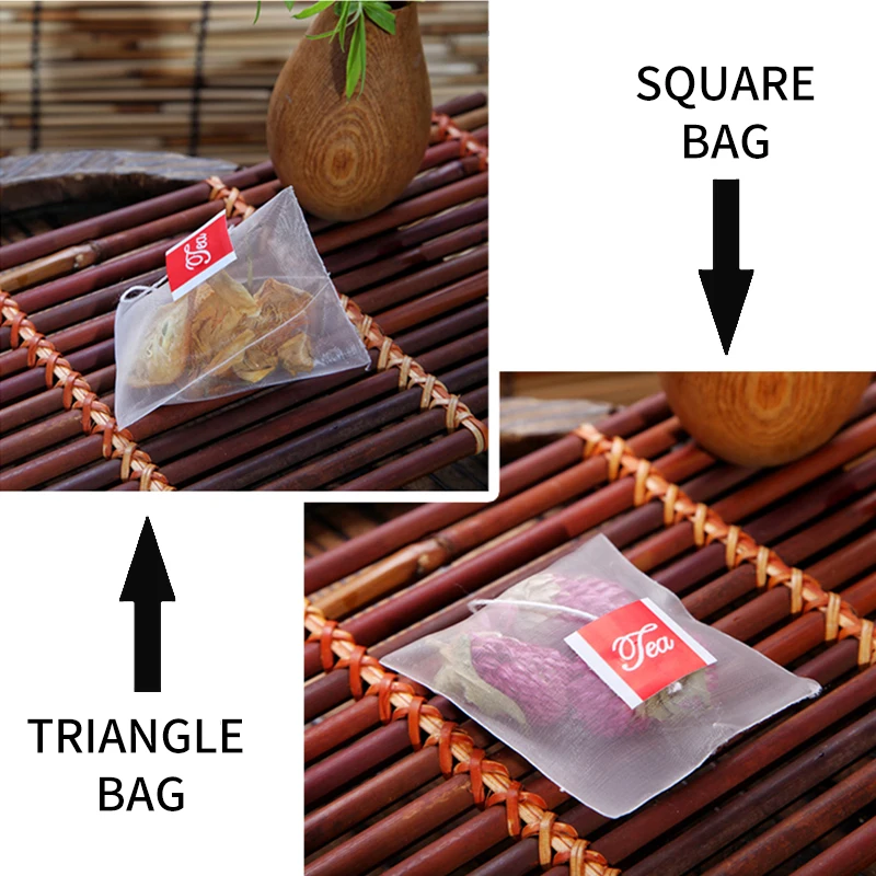 1000pcs/pack Biodegradable Drawstring Individual custom nylon empty tea packaging bag with string