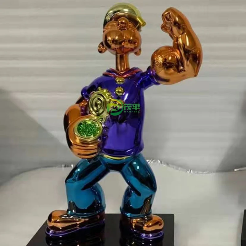 Home Decor Metal Crafts Life Size Resin Toy Popeye Pop Art Sculpture Fiberglass Popeye The Sailor Figurine Sculpture