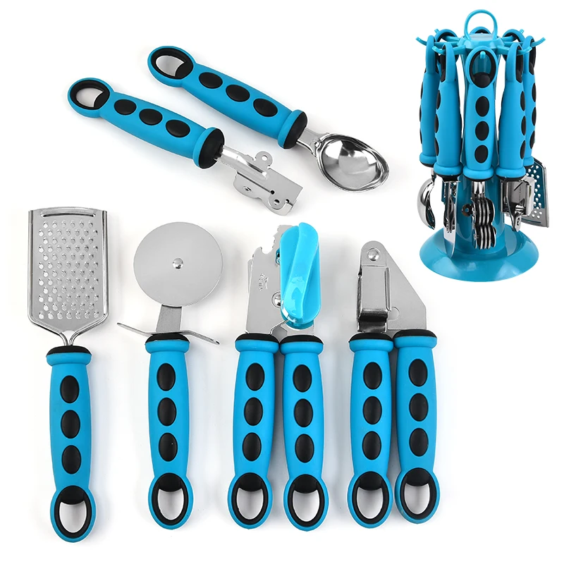 Kitchen product smart gadgets cooking kitchen items stainless steel 430 utensil set with TPR soft touch handle