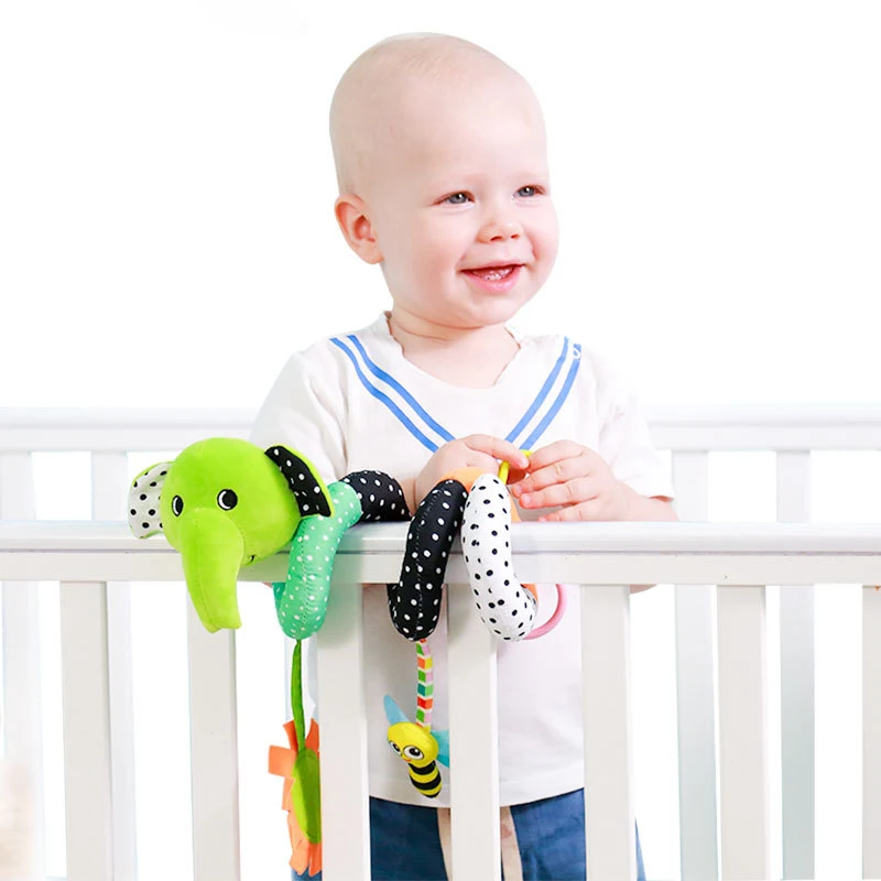 MINGJUN  baby animal elephant bed hanging around the bed, newborn multifunctional puzzle bedside rattle baby 0-1 year old toy