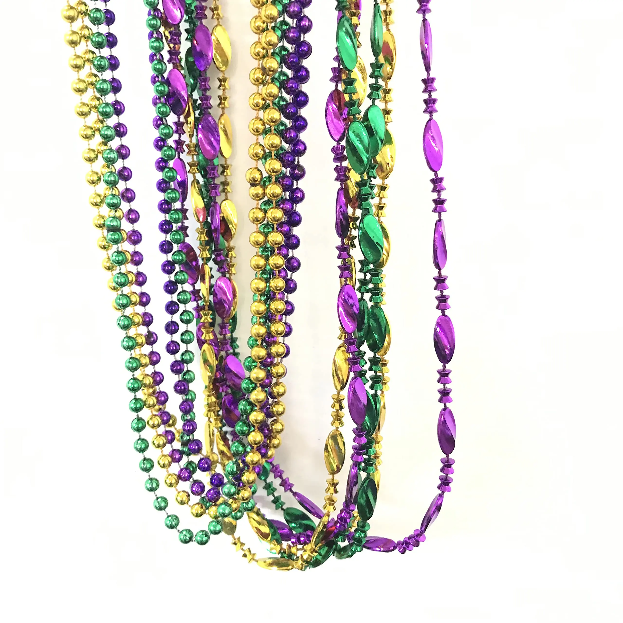 Набор бусин Mardi Gras ожерелья металлические фиолетовые золотые зеленые для маскарадных костюмов товары вечеринок (13 шт.)