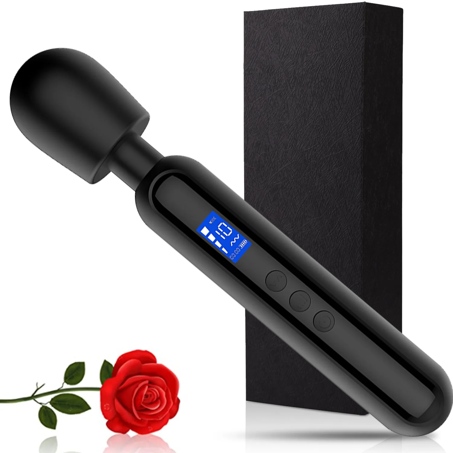 LED Powerful Handheld Electric Back Massager Quiet Vibrating Vibrators Person Wand Massager Adult Toy Gift for Women Couple