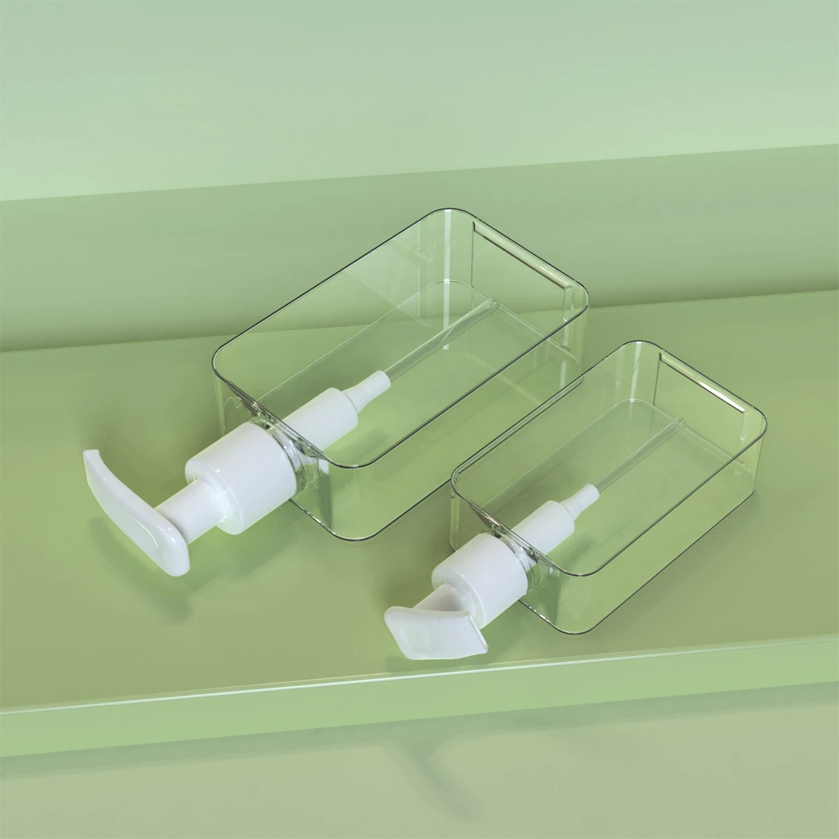 200ml 300ml Square transparent+white silver pump Plastic makeup Lotion Shower Gel Hand Wash Shampoo Bottle