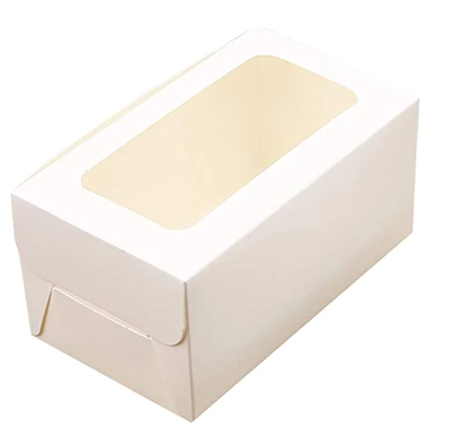 2 hole cupcake box kraft cardboard luxury bakery packaging with window gift boxes wholesales