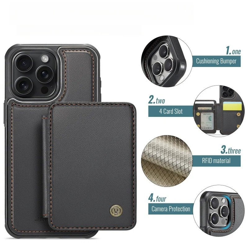 2 in 1 Magnetic Detachable Wallet Cover for iPhone 15 Mobile Phone Accessories for iPhone 15 Pro Max 14 13 12 11 Case