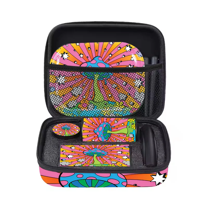 2024 Wholesale Custom Smoke Accessories Smoking Set Cigarette Grinder Leather Cloth Printing Tobacco Rolling Tray kit Gift