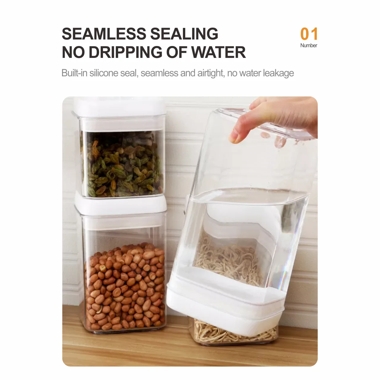 Kitchen sealed jar household grains and cereals moisture-proof storage box food-grade transparent snacks dry goods storage jar