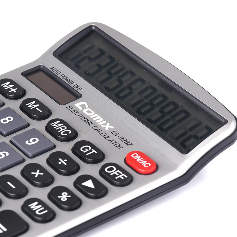 Comix hot selling 12 Digits Two Way Power Battery and Solar Desktop Financial Calculators with Easy-to-Press Big Buttons