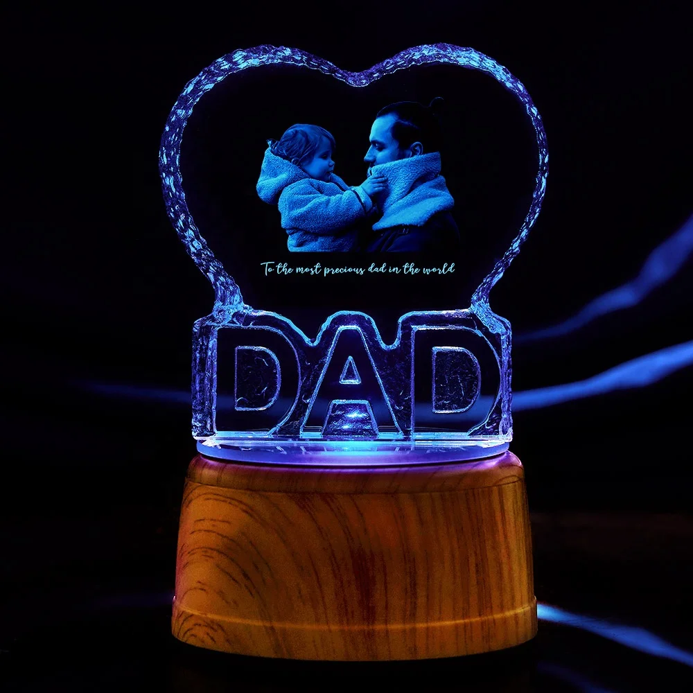 Dropshipping 2D Laser Image Crystal Fathers Day Gift Personalized Engraving Crystal Heart