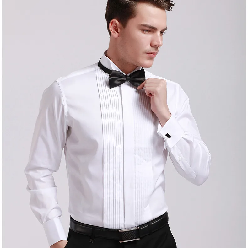 Hot sale full sleeve wedding dress tuxedo shirts for men