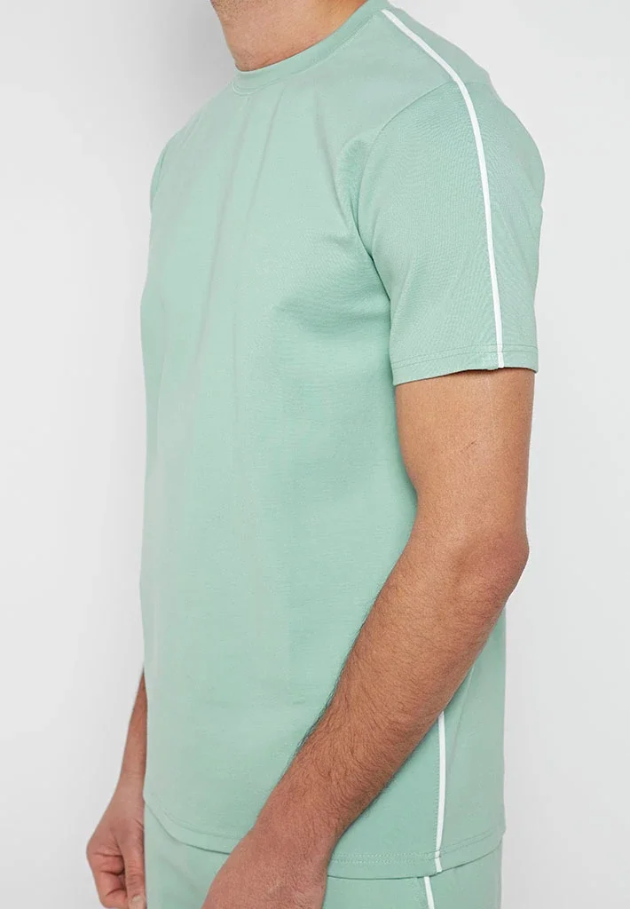 
Custom Two Piece Short Set Cotton White Stripe Jogging Suit for Men Two Piece Short Set Muscle Running Short Set 